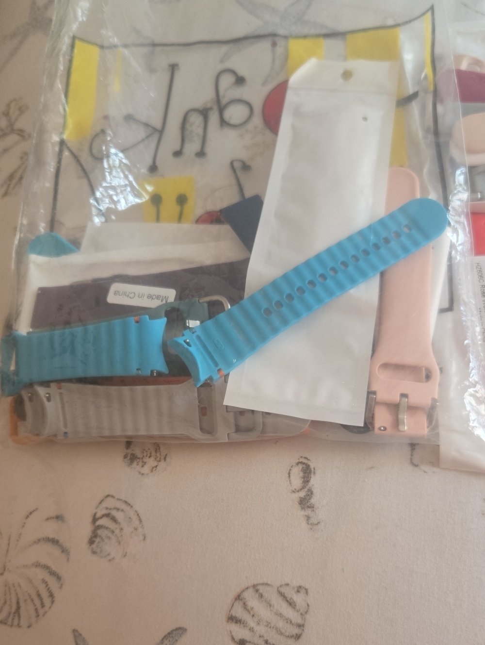Samsung Silicone Watch Bands in Cyan Blue and Light Pink